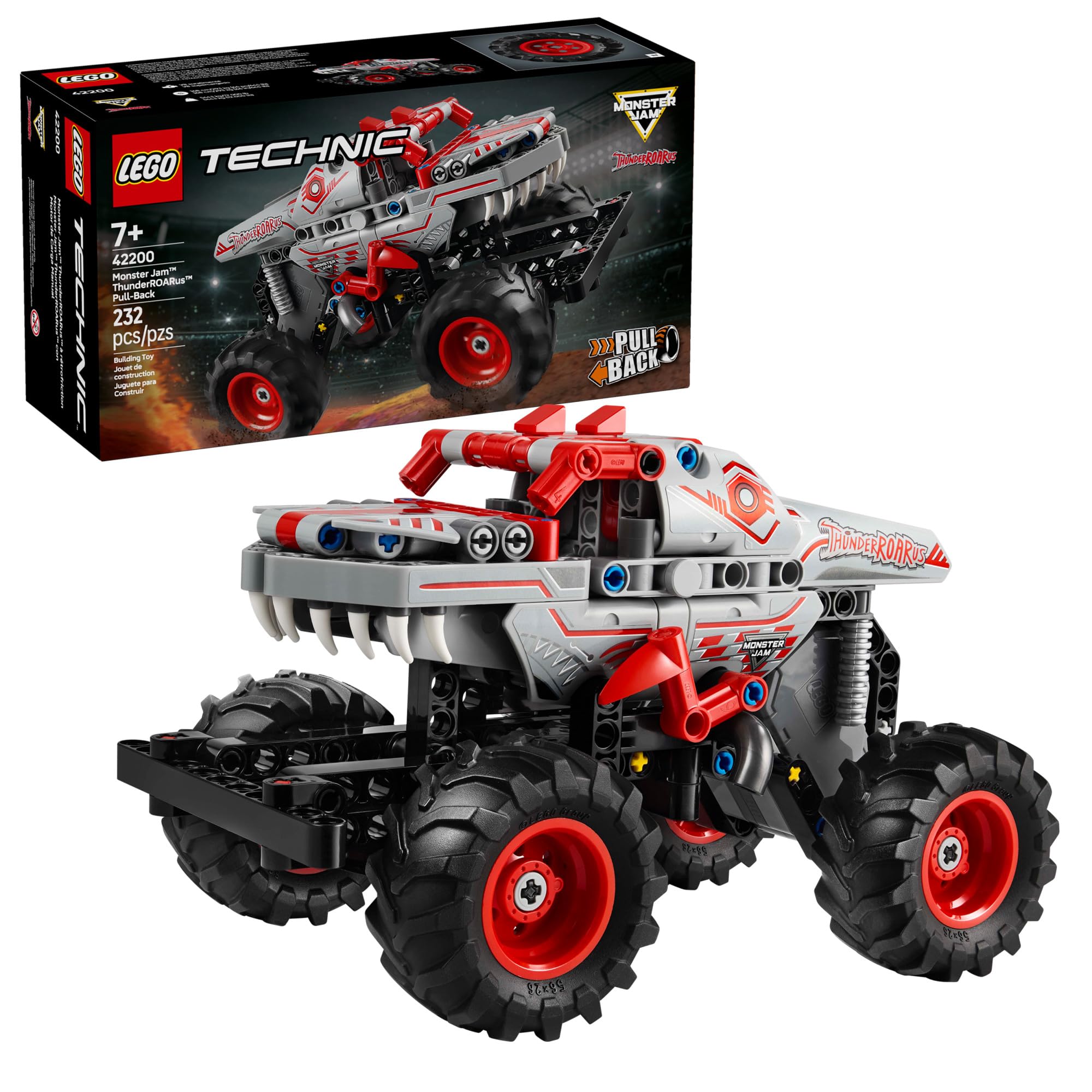 LEGO ThunderROARus vista frontal mostrando diseño dinosaurio y atractivo visual