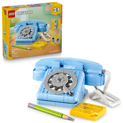 LEGO teléfono retro vista frontal como pieza decorativa y juguete