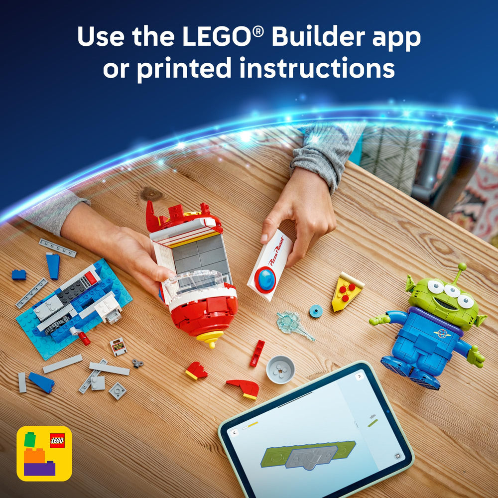 LEGO model displayed on a bookshelf offering decor and Toy Story fandom appeal
