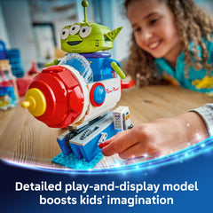 LEGO rocket crank in motion demonstrating vertical movement and mechanical play