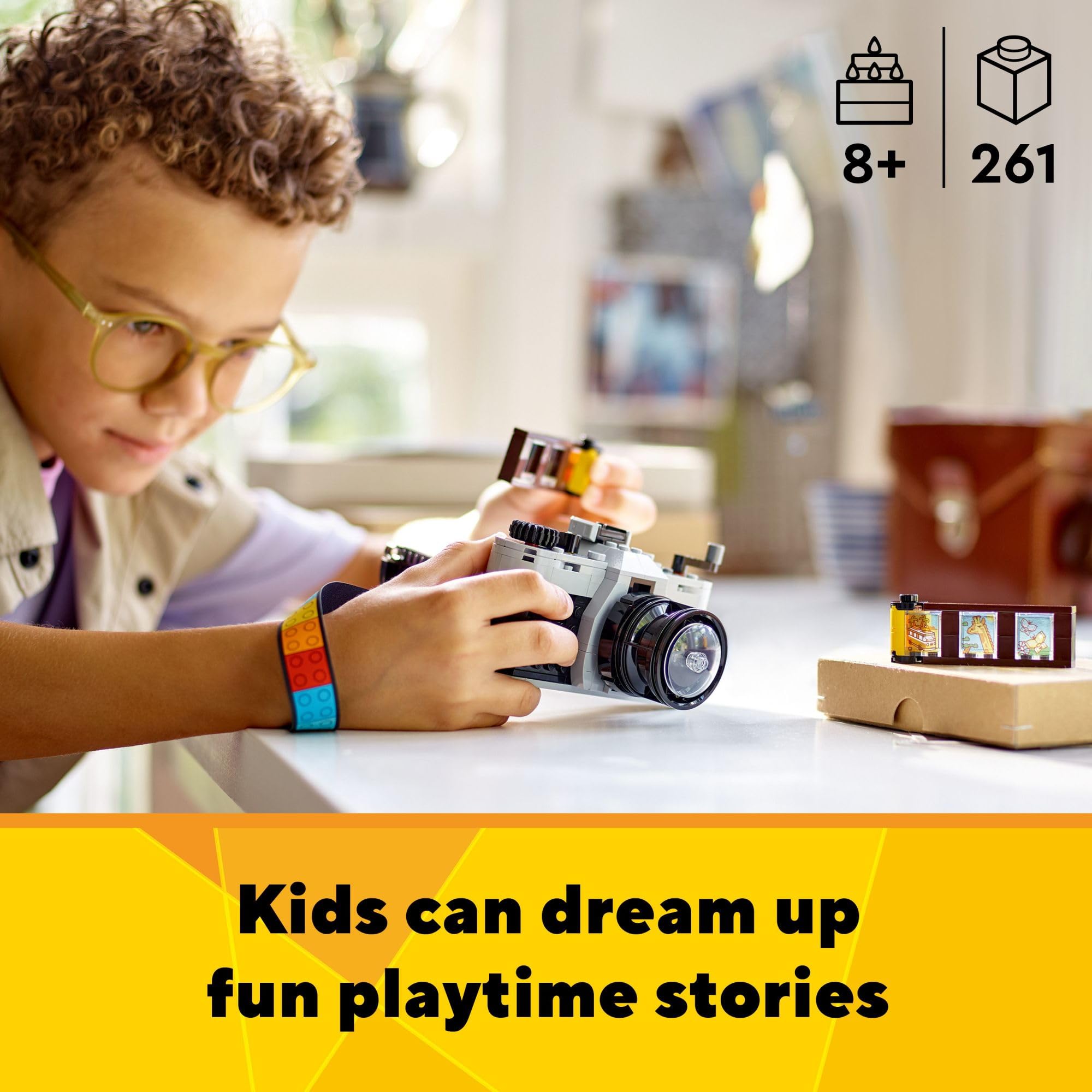LEGO videocámara con flap abierto, facilita escenas de grabación imaginarias