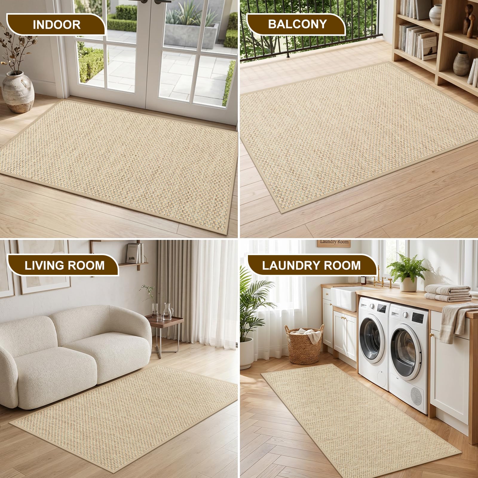 LEKEEPGO felpudo khaki colocado en entrada de hogar elegante