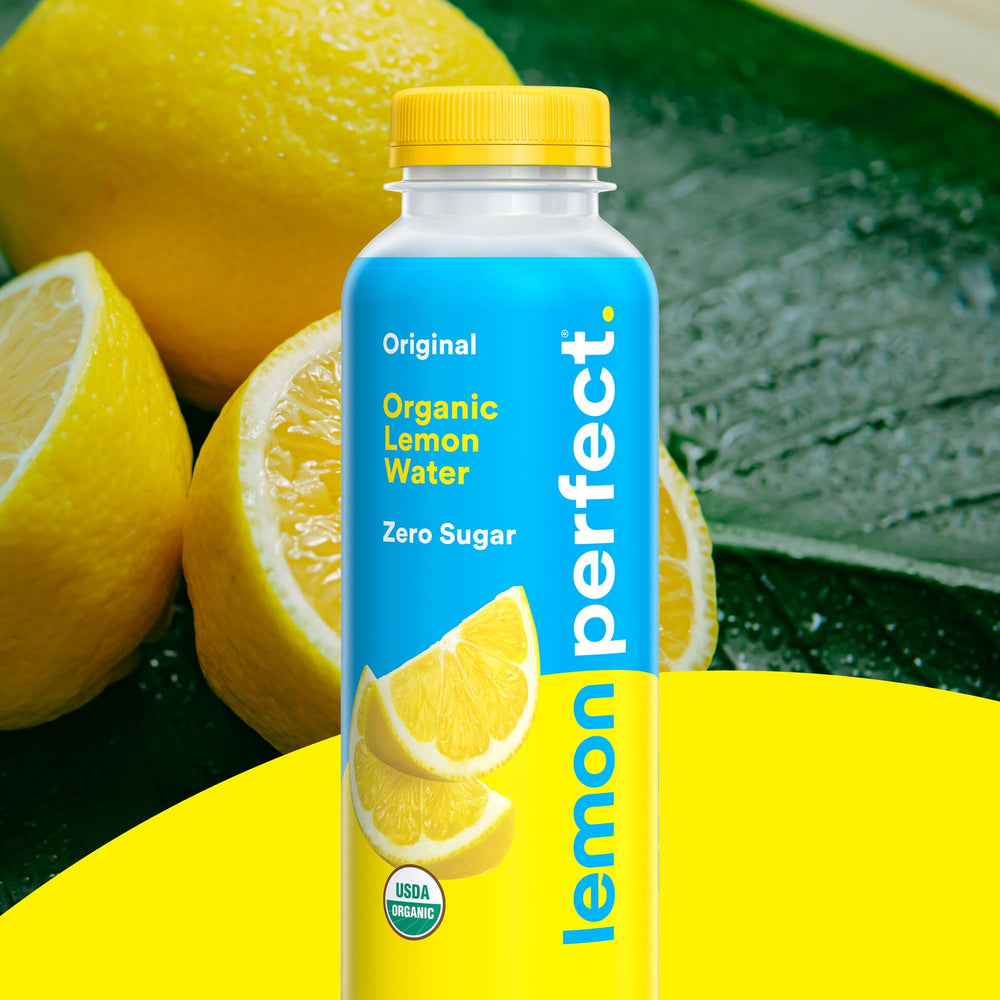 Lemon Perfect Original Lemon close-up highlighting organic lemon juice benefit