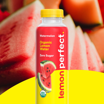Lemon Perfect Peach bottle in hand illustrating easy single-serve convenience