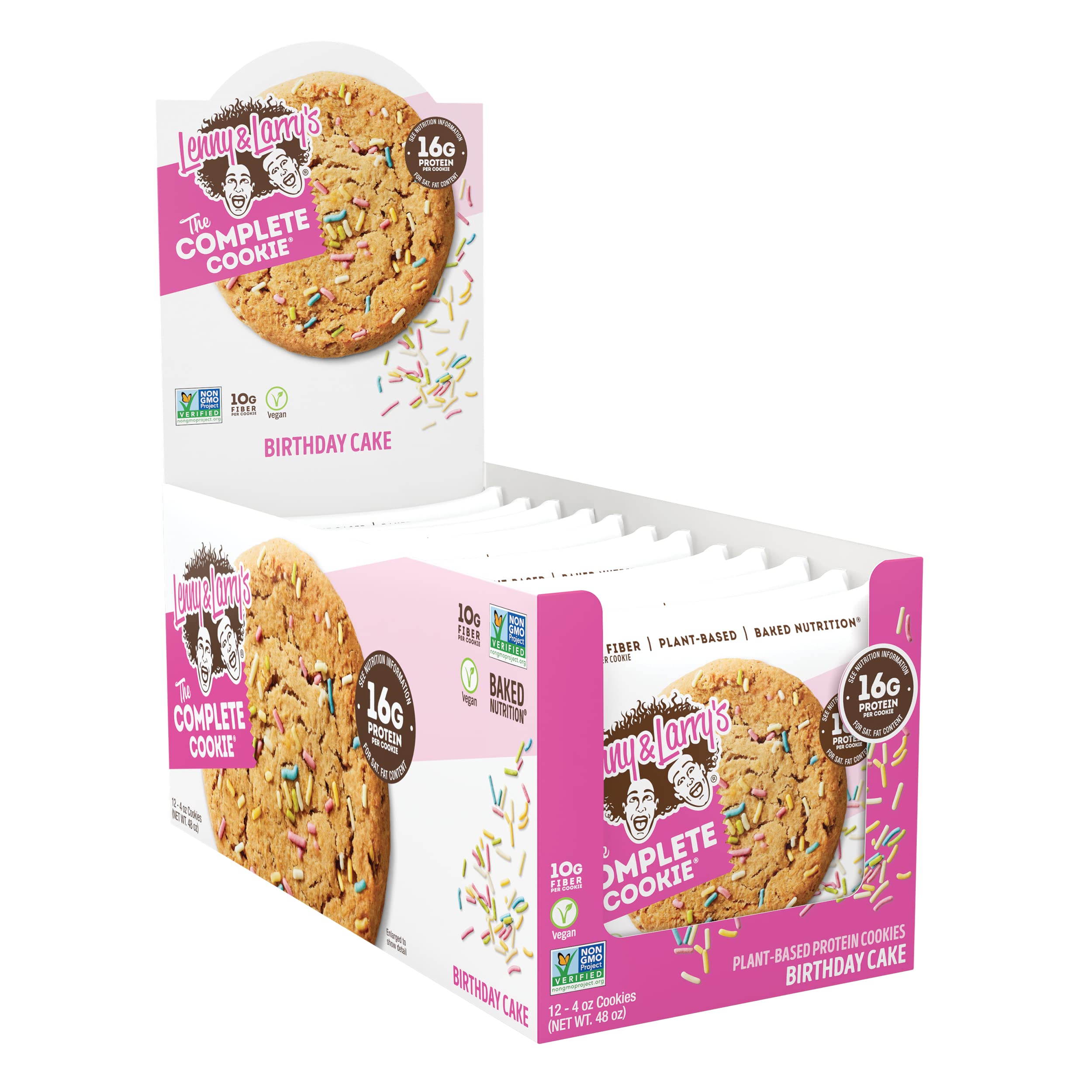 Lenny & Larry's cookie beside a hand showing 4oz portion size