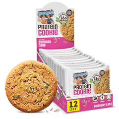 Lenny & Larry's front packaging showing 12-pack and benefits
