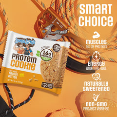 Lenny & Larry's etiqueta nutricional clara mostrando 16 g proteína y 10 g fibra