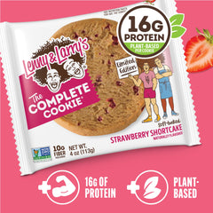 Lenny & Larry's galleta cortada mostrando relleno y proteínas visibles en porción