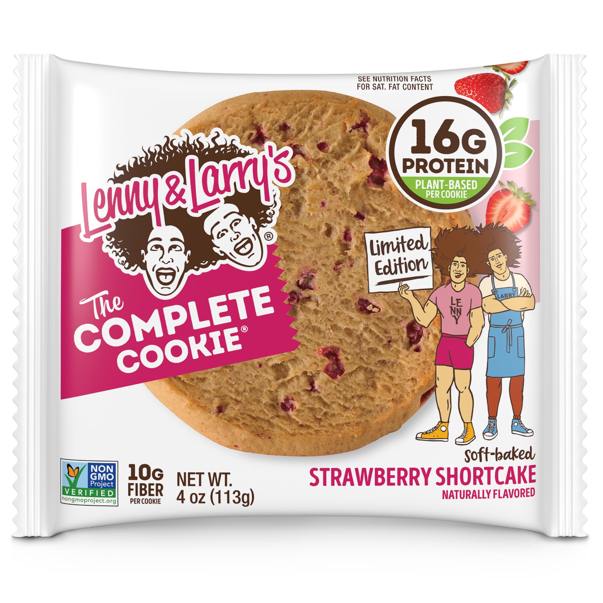 Lenny & Larry's persona disfrutando la galleta como merienda saciante y práctica