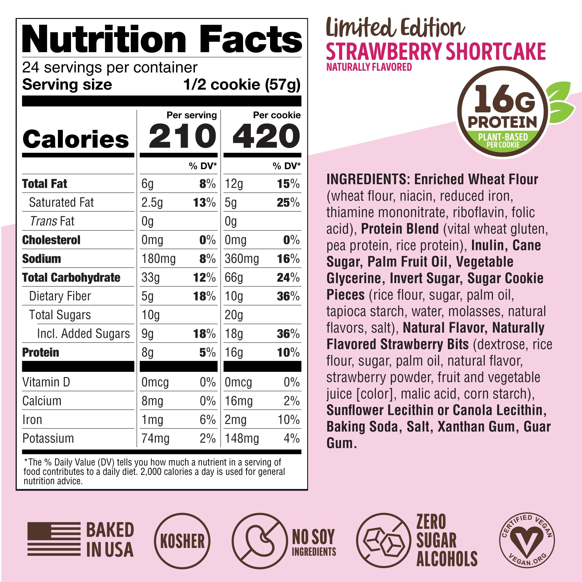 Lenny & Larry's galleta junto a una taza para comparar tamaño y porción nutritiva