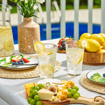 Le'raze glass in use with cocktail showing versatility for entertaining
