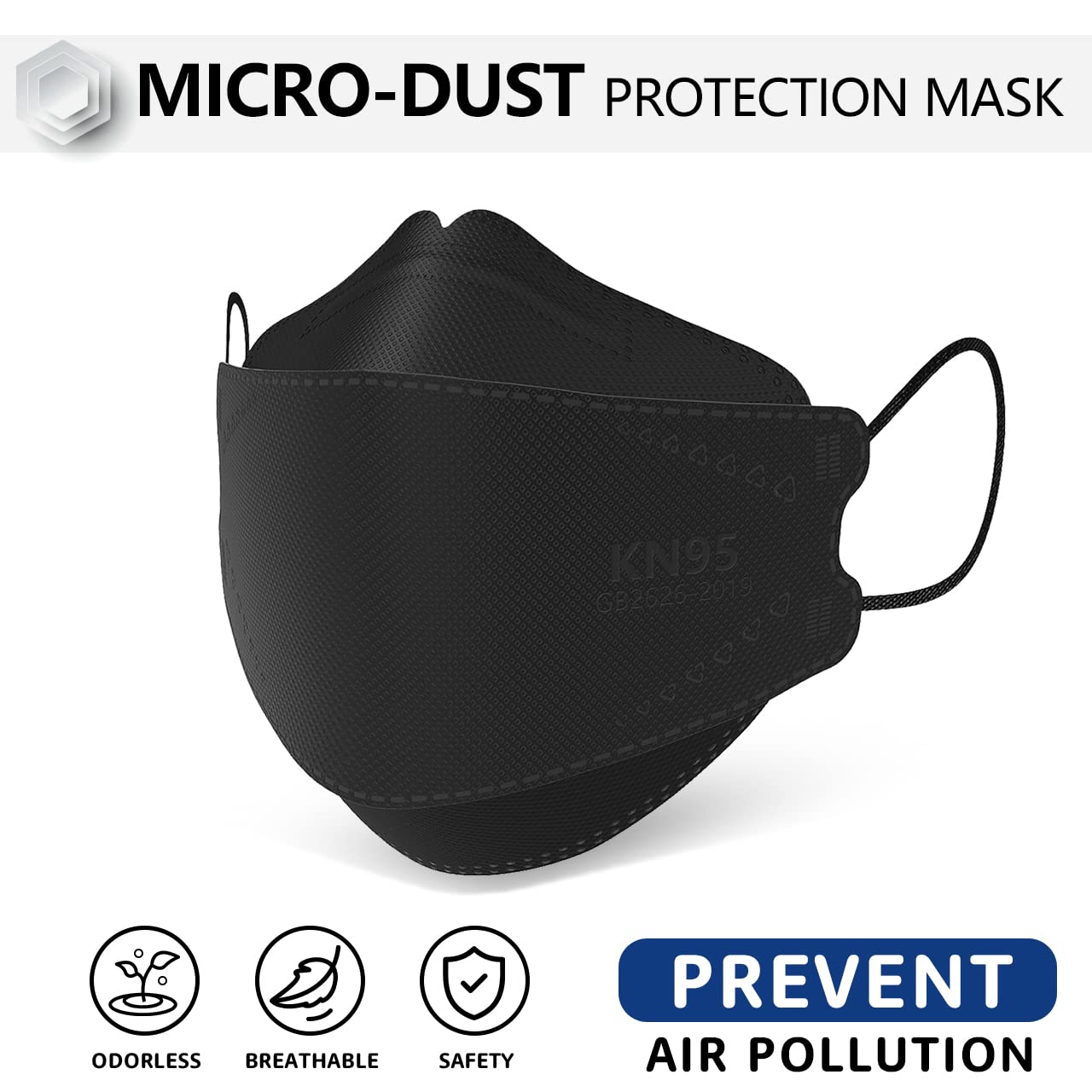 LEVENIS mascarilla KN95 detalle de capas y textura para piel sensible