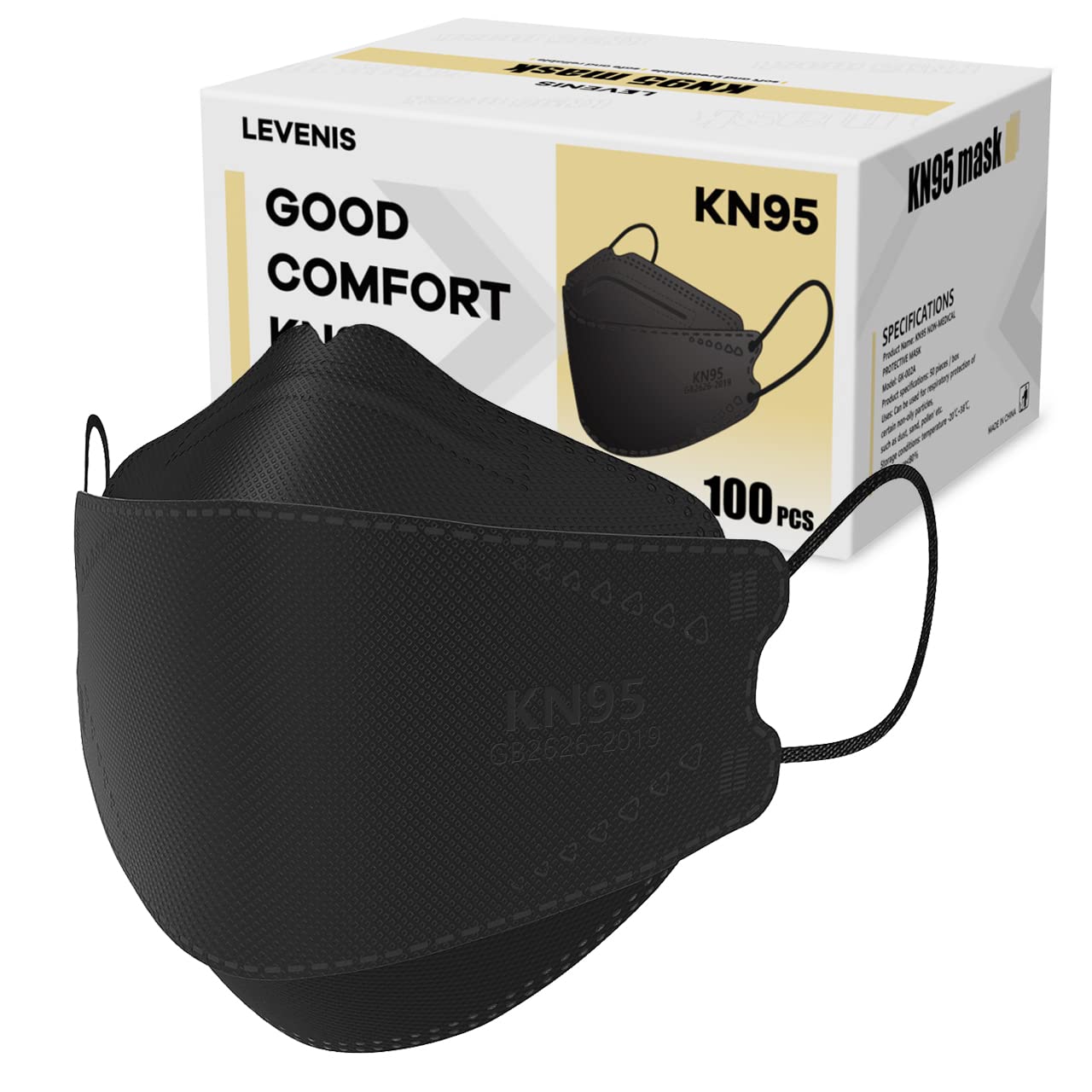 LEVENIS mascarilla KN95 vista frontal con ajuste cómodo