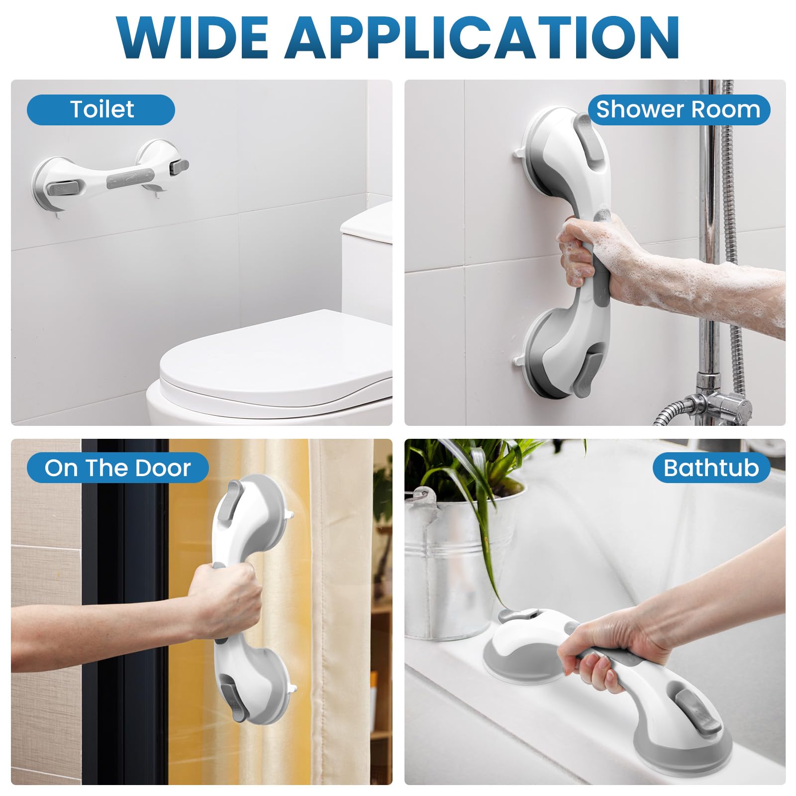 LEVERLOC ventosa adherida a azulejo liso demostrando superficie compatible y sellado seguro
