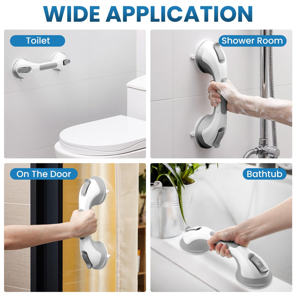 LEVERLOC ventosa adherida a azulejo liso demostrando superficie compatible y sellado seguro