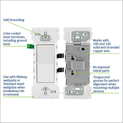 Leviton demostración del cierre audible 'clic' que confirma conexión segura