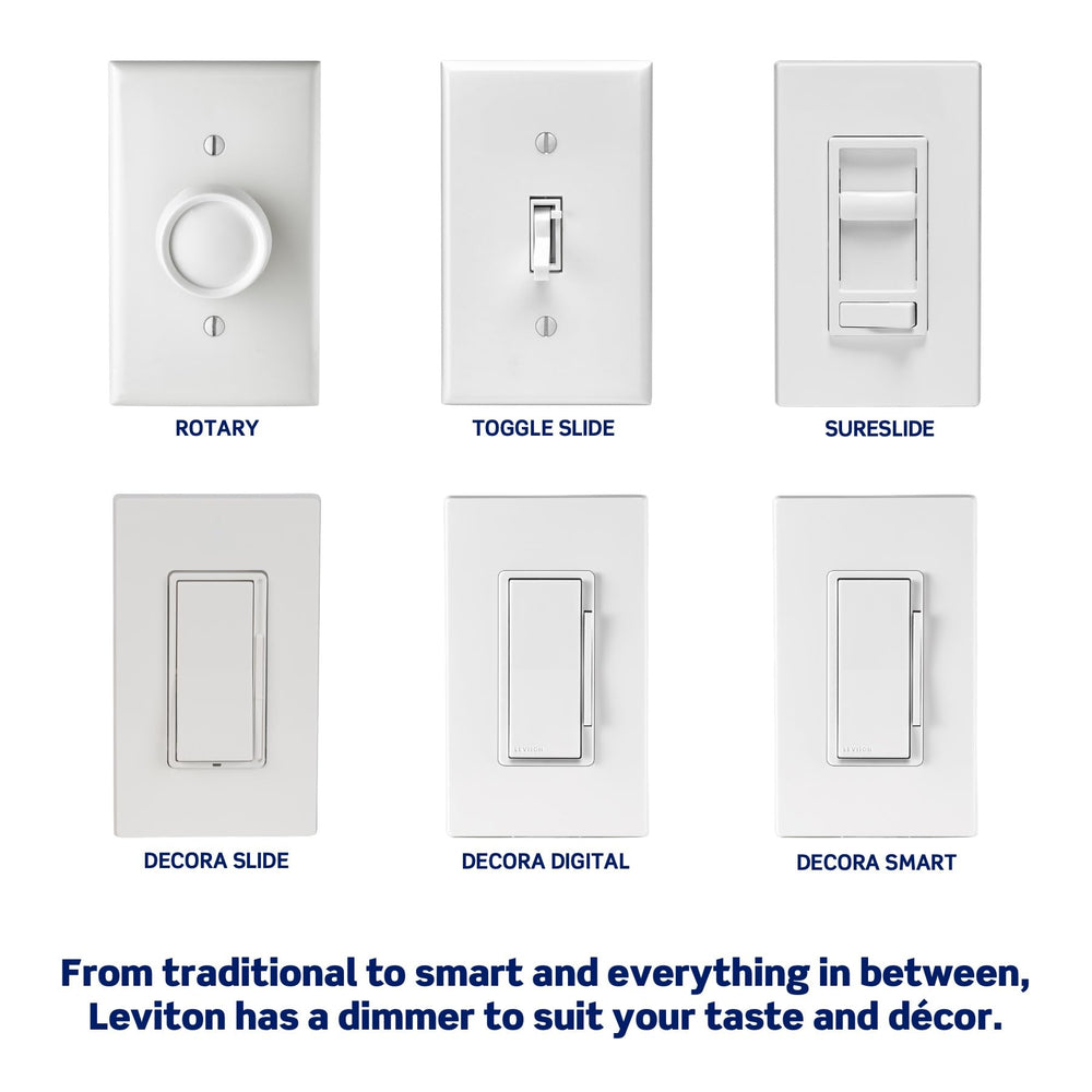 Leviton Decora Slide combinado con placa Decora para acabado limpio y elegante