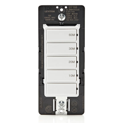Leviton front view Decora white switch showing clean finish and seamless integration