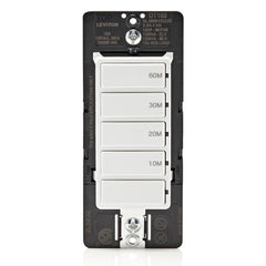 Leviton front view Decora white switch showing clean finish and seamless integration