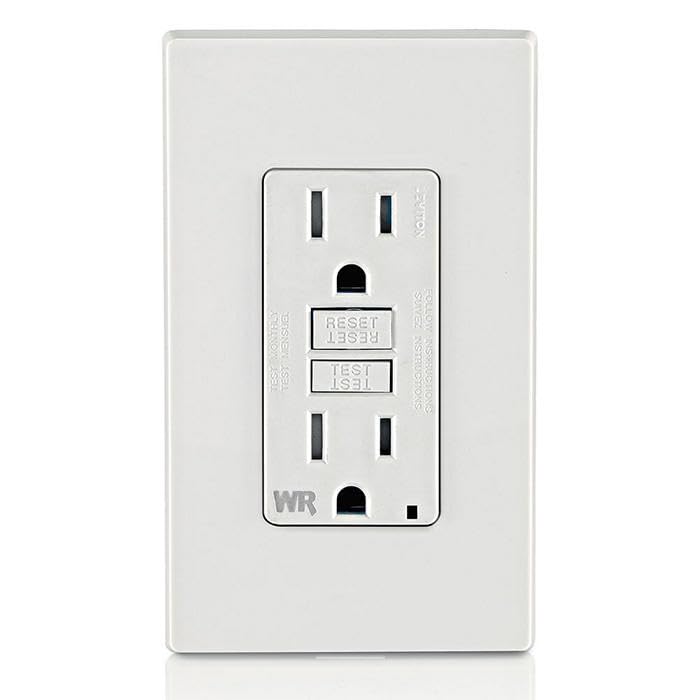 Leviton GFCI size comparison held in hand showing compact, install-friendly footprint