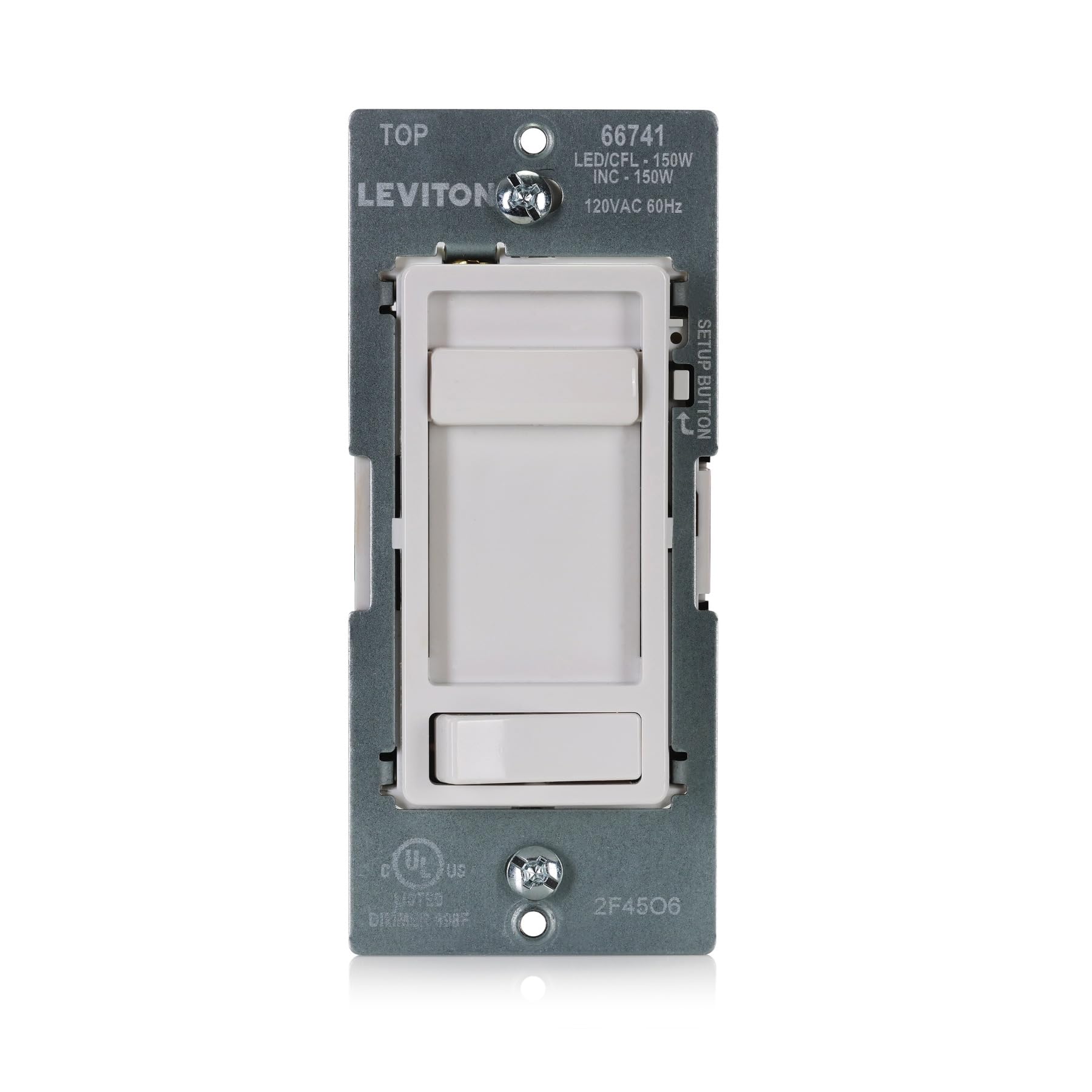 Leviton SureSlide detalle del deslizador suave para ajuste preciso