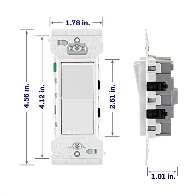 Leviton interruptor instalado en pared de sala para un aspecto limpio y profesional