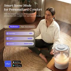 Levoit control panel and LED showing app and voice control convenience