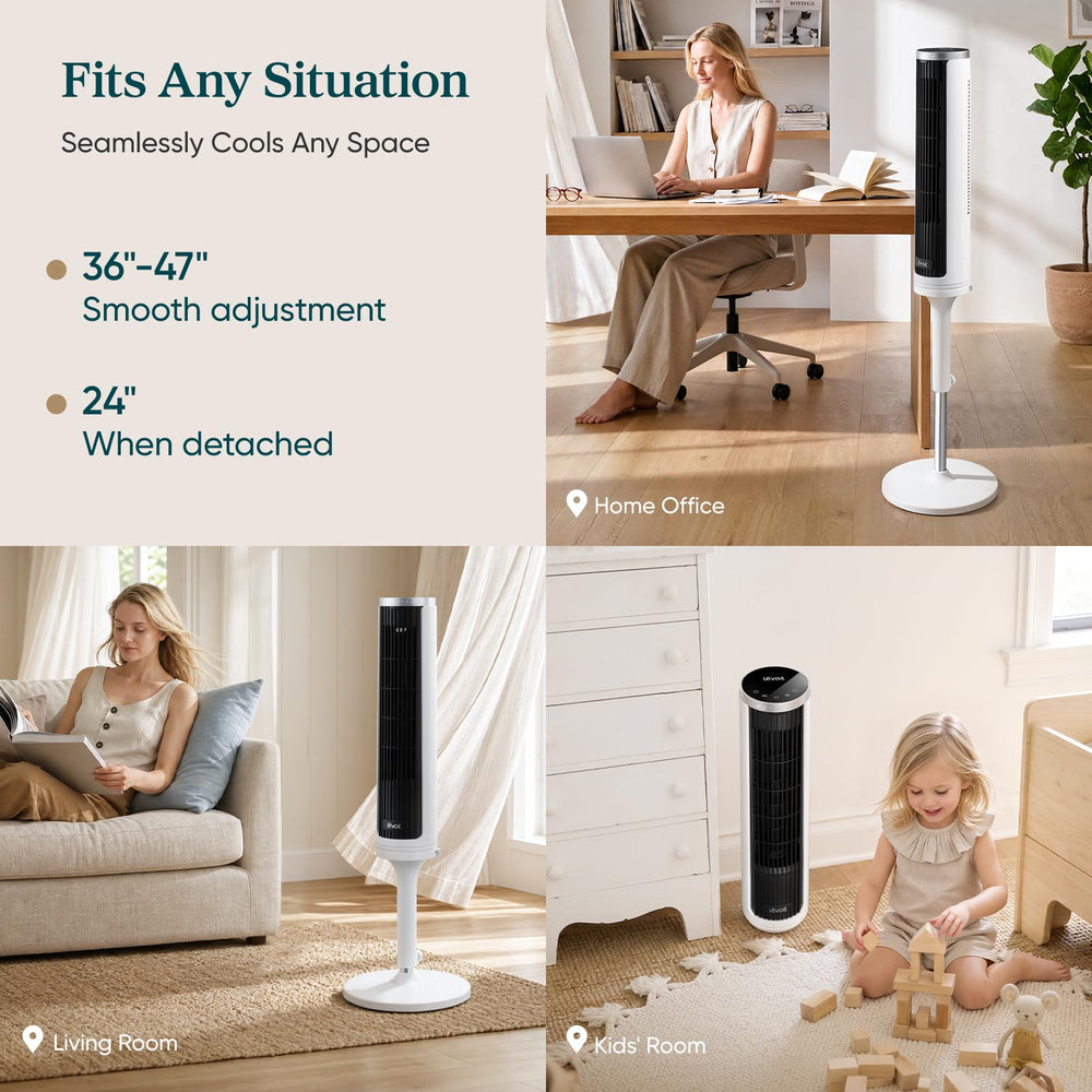 Levoit control panel and remote for easy hands-free fan adjustments
