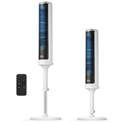 Levoit front view showing slim tower and stable base for space-saving cooling