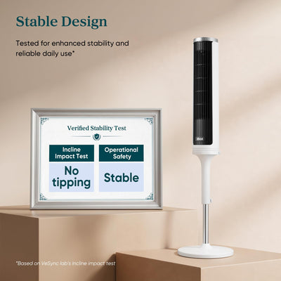 Levoit next to chair demonstrating height scale and room placement flexibility