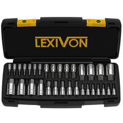 LEXIVON front packaging showing full 32-piece set and case, clear organization benefit