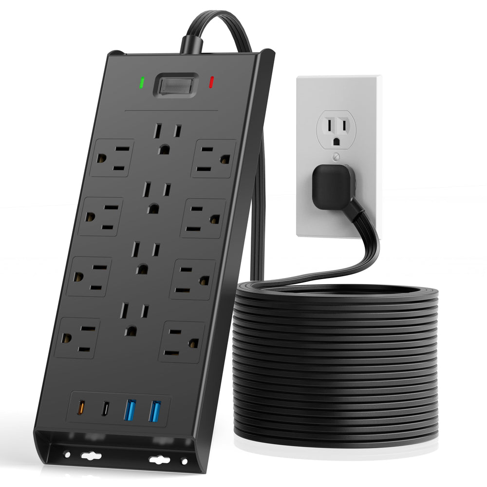 LeZone regleta frontal con 12 tomas y puertos USB para organización eficiente