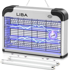 LiBa front view of indoor zapper showing compact design and benefits