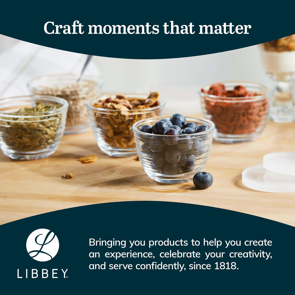 Libbey etiqueta del producto con información clara de capacidad y cuidado