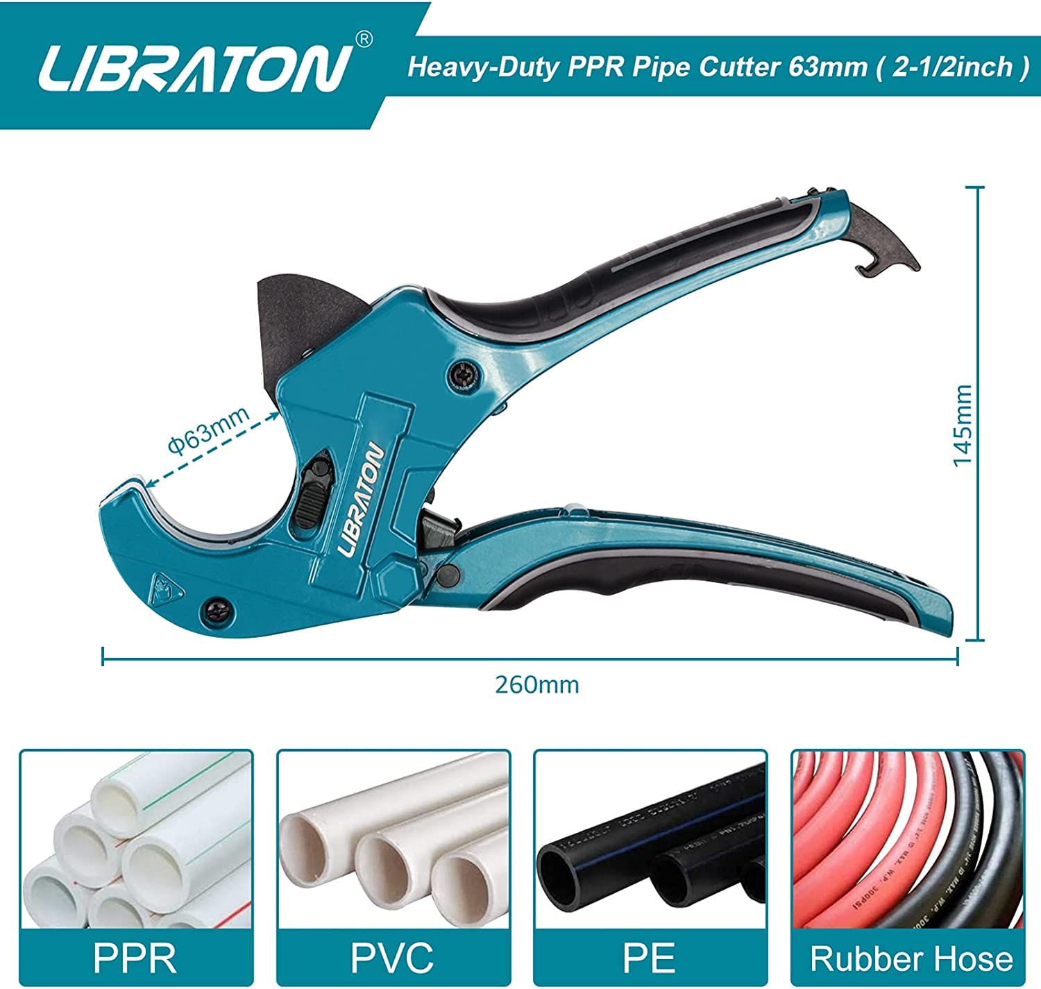LIBRATON comparación de tamaño con regla, capacidad hasta 63 mm