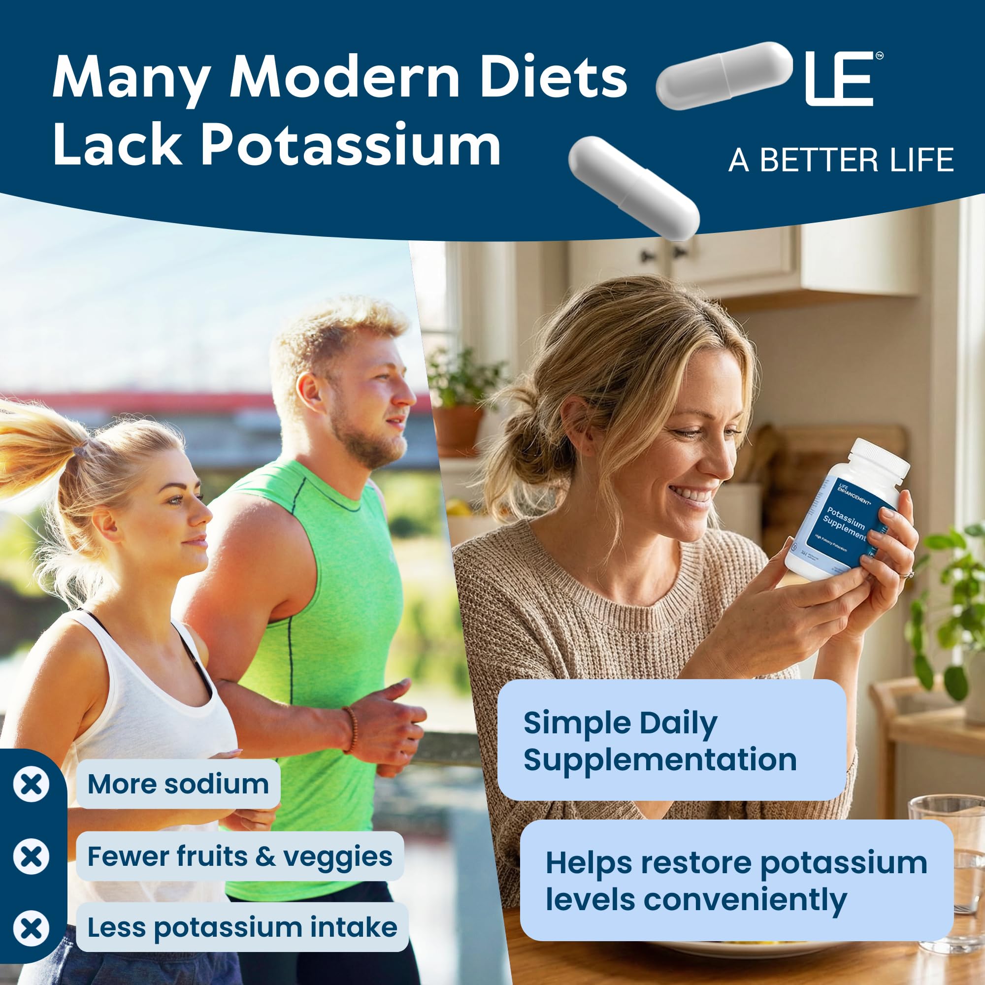 Life Enhancement cápsulas en mano para visualizar facilidad de ingestión