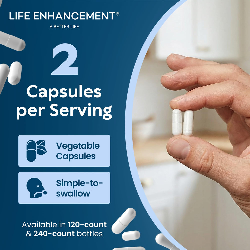 Life Enhancement cápsula junto a una moneda para comparar el tamaño real