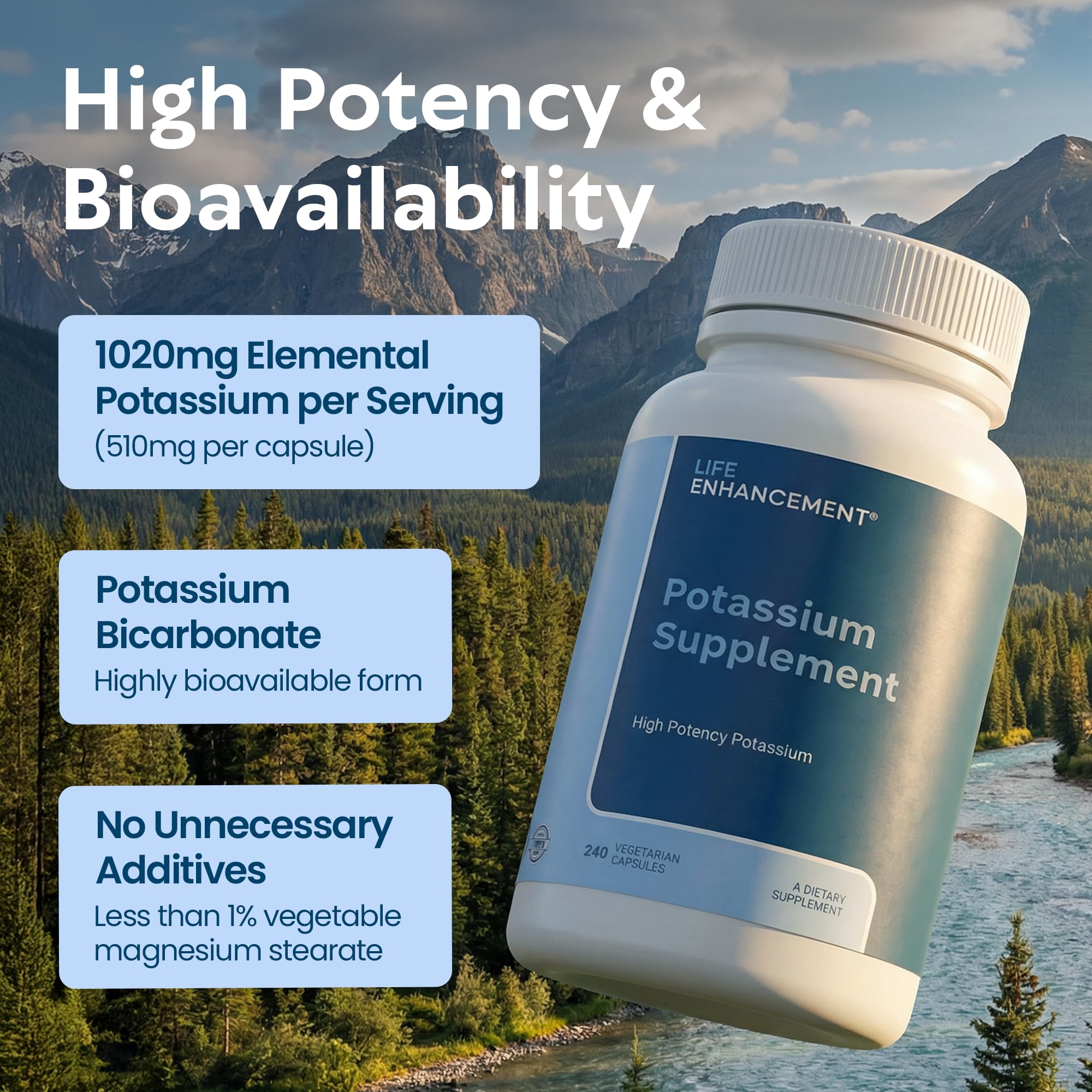 Life Enhancement etiqueta nutricional con 1020 mg por porción y detalles claros