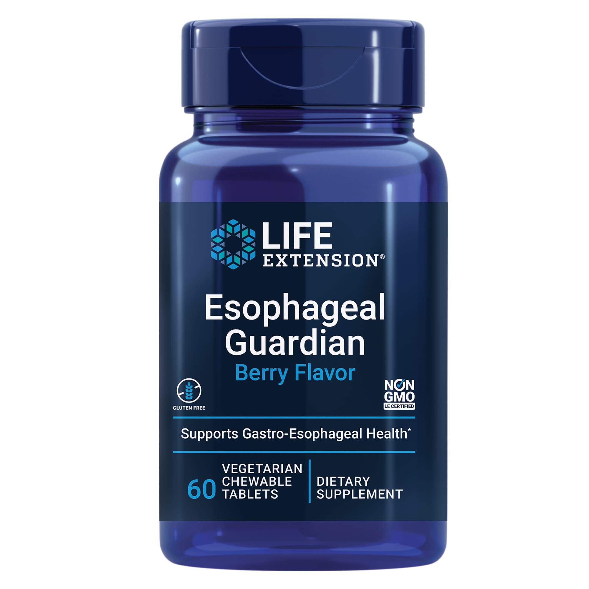 Life Extension frasco frontal mostrando el envase y beneficios de protección esofágica