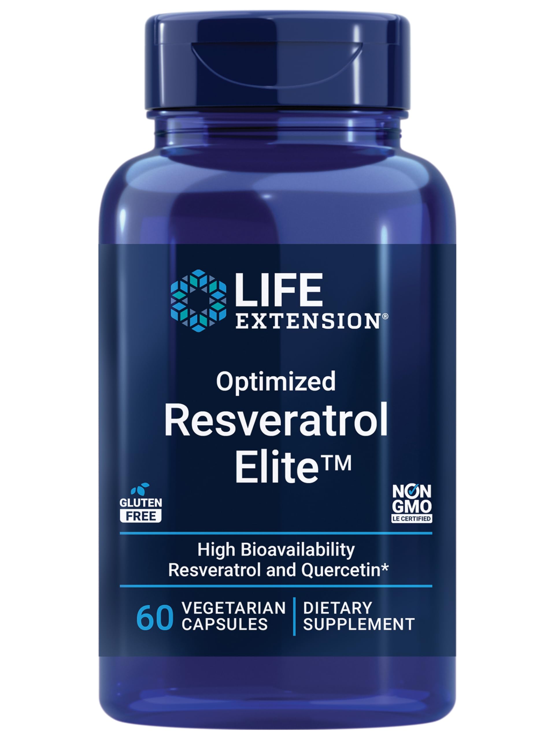 Life Extension frasco frontal mostrando etiqueta y beneficio de alta absorción