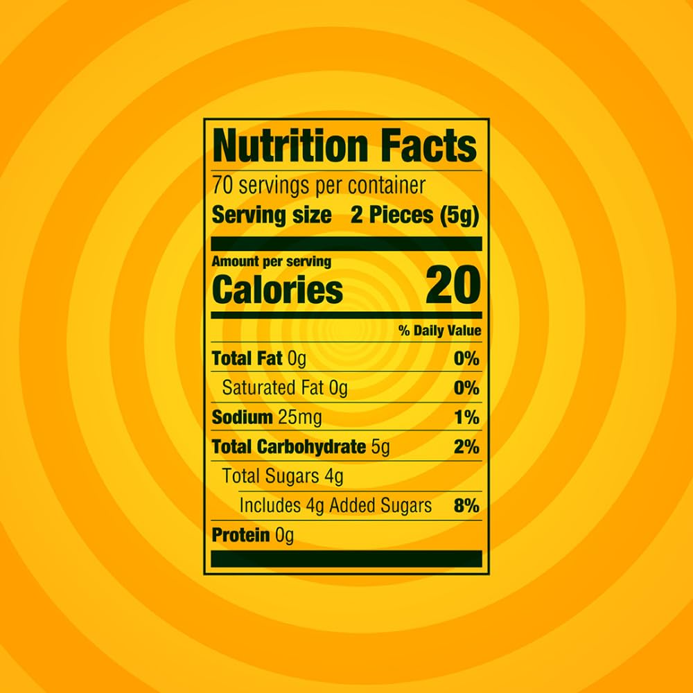 Life Savers etiqueta con información nutricional y fabricante clara