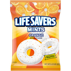 Life Savers front packaging showing bright orange mint bags and convenience