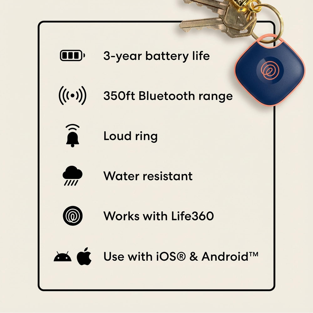Life360 Tile shown with Life360 app map displaying family location sharing