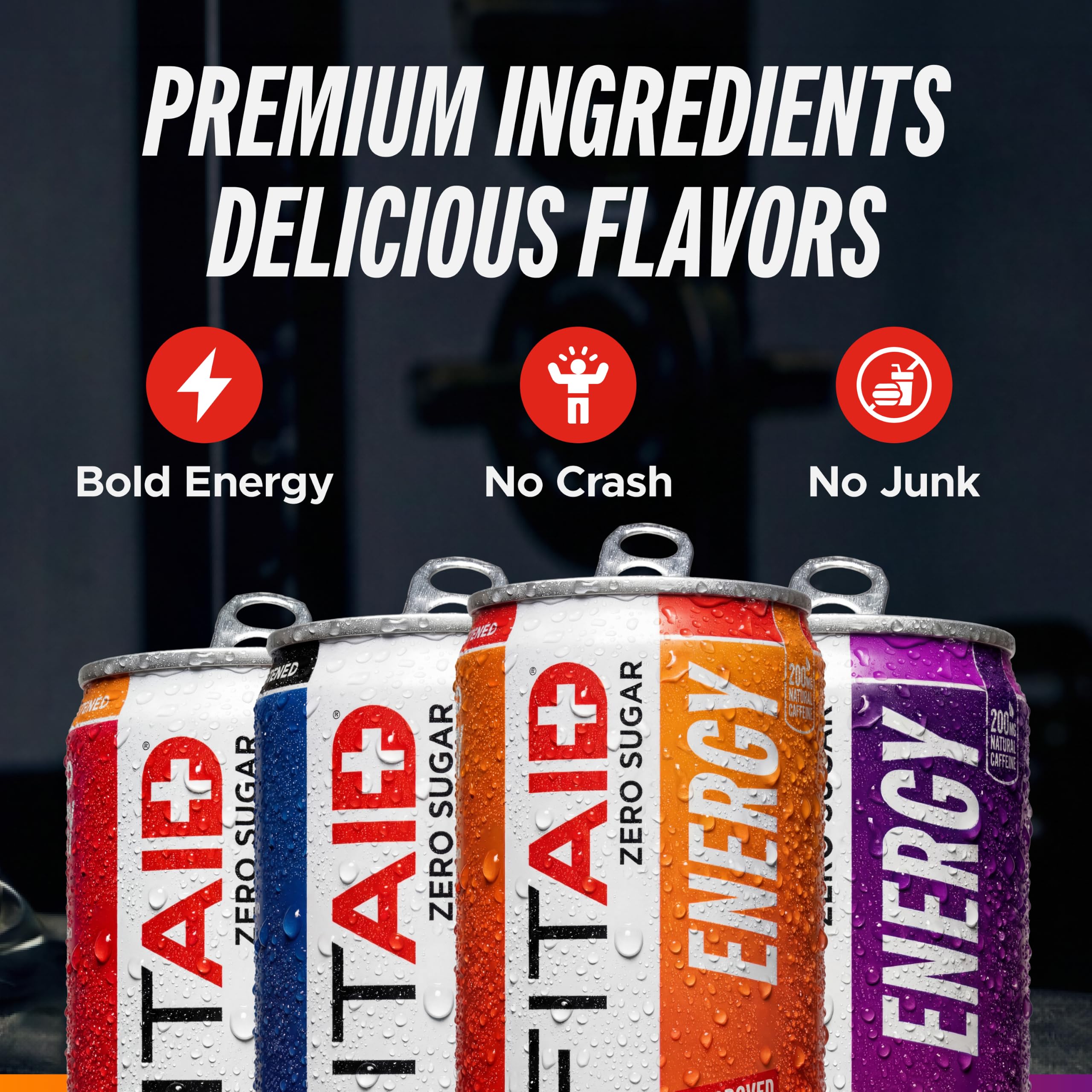 LIFEAID FITAID disposición de las cinco latas destacando sabores distintos