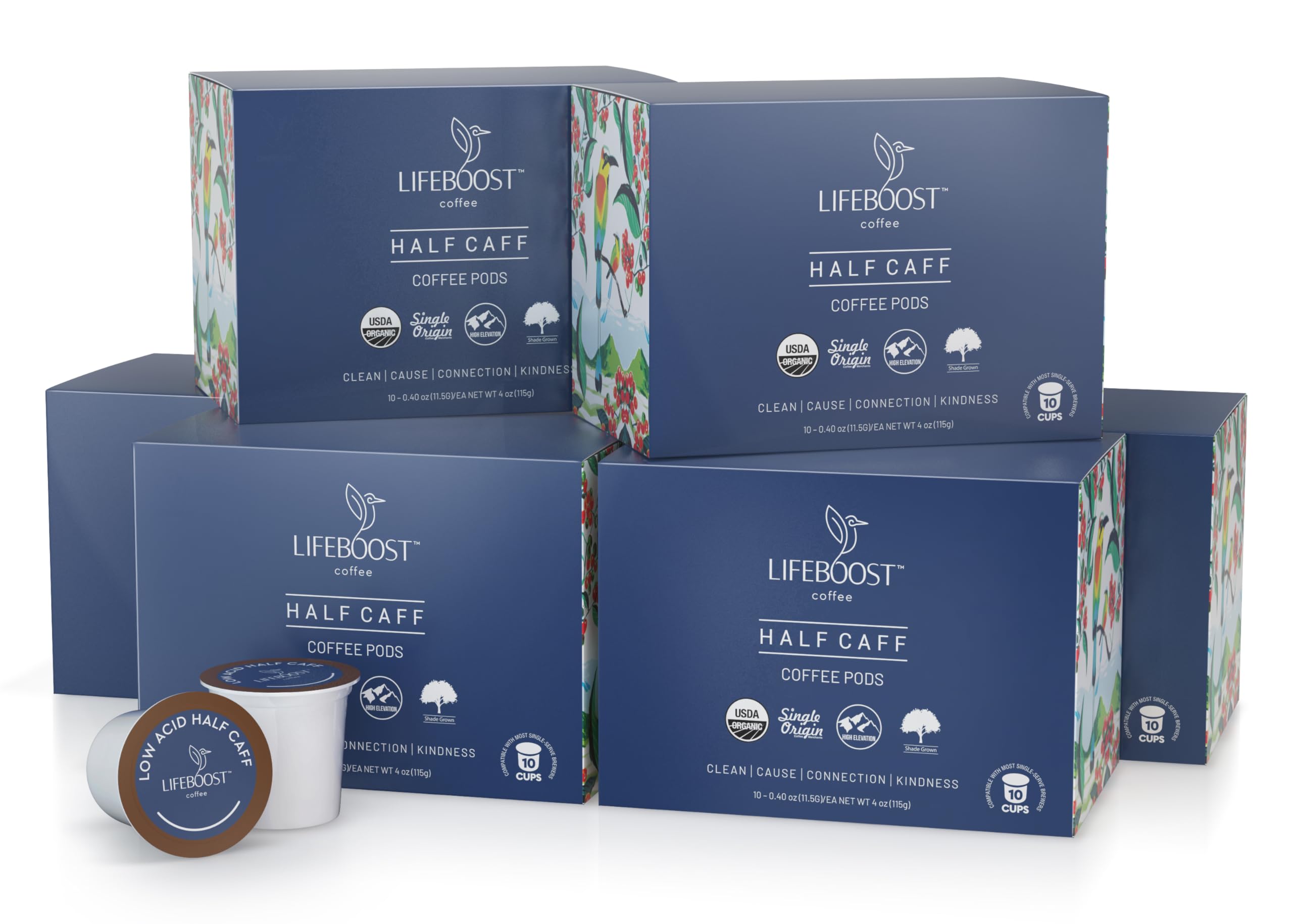 LIFEBOOST escena de desayuno con taza, cápsula y pan