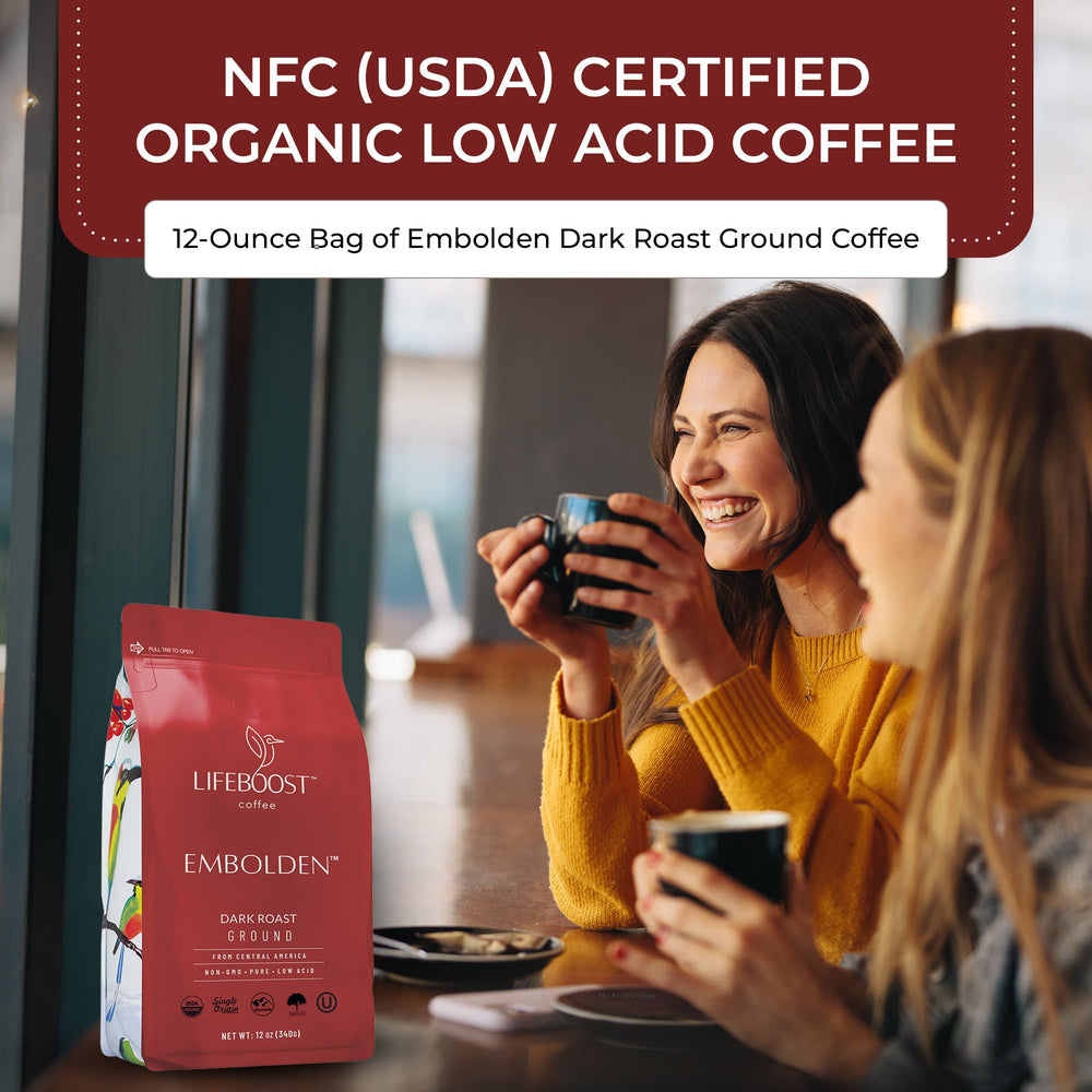 LIFEBOOST etiqueta con sellos USDA Organic y pruebas de laboratorio