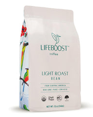 LIFEBOOST front packaging showing low-acid organic badge and 12 oz size