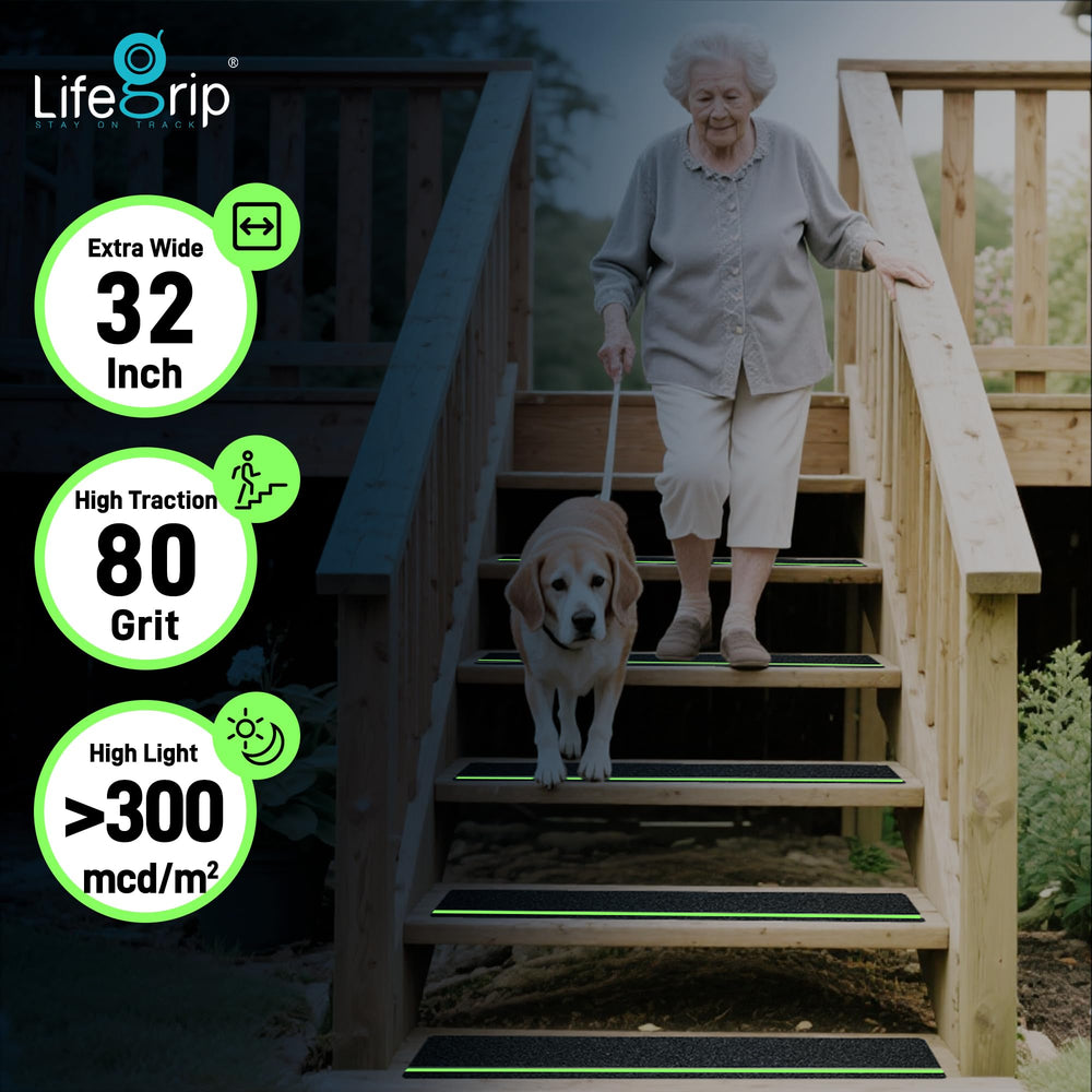 LifeGrip primer plano de textura abrasiva 80 grit que mejora el agarre al pisar