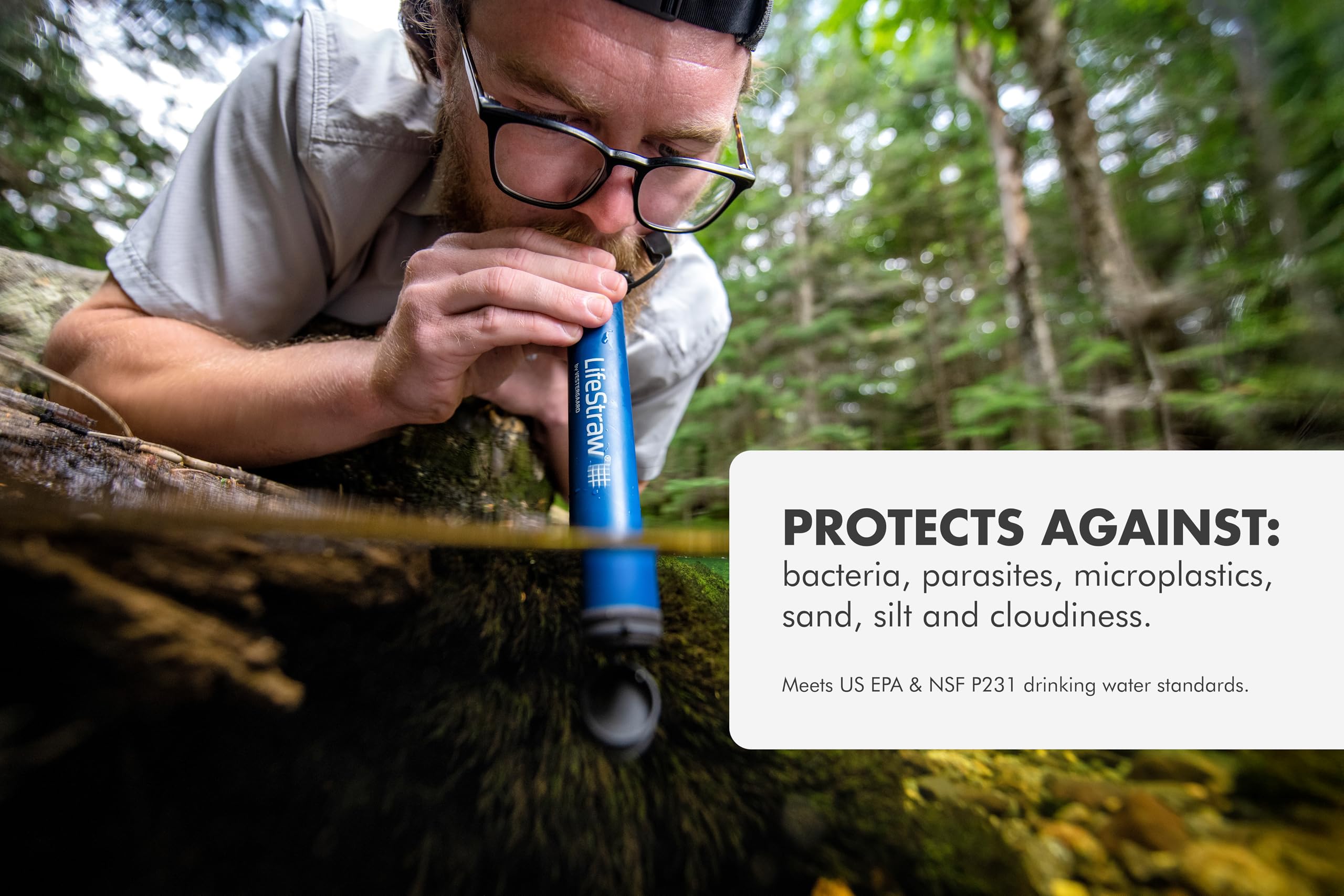 LifeStraw conectado a botella, beber sin preparar agua