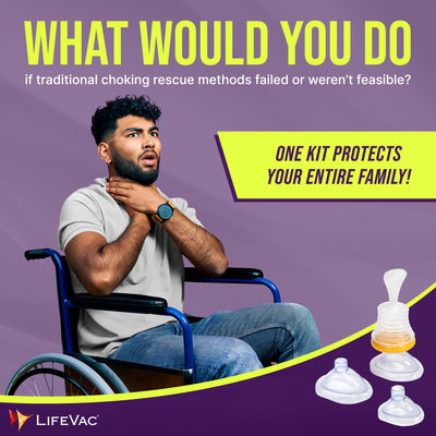 LifeVac aplicado en un adulto demostrando rápida intervención doméstica